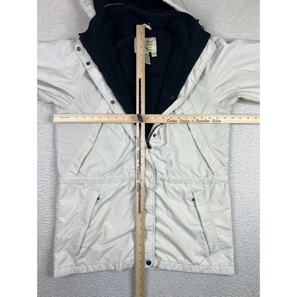 Eddie‎ Bauer Coat Womens Tall Medium White Polartec Lined Hooded Parka Insulated